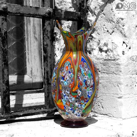 T Ideas Symphony Vase Murano Glass Millefiori And Silver