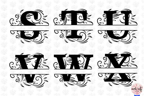 Split Monogram Split Alphabet In 2020 Monogram Svg Floral Font Images And Photos Finder