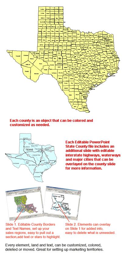 Texas Editable Us Detailed County And Highway Powerpoint Map Maps For