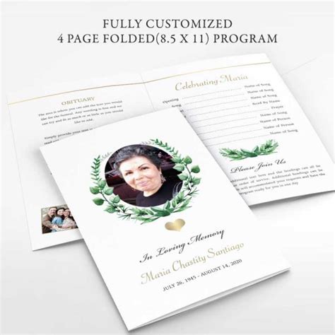 Celebration Of Life Program Digital Printable Template Folded