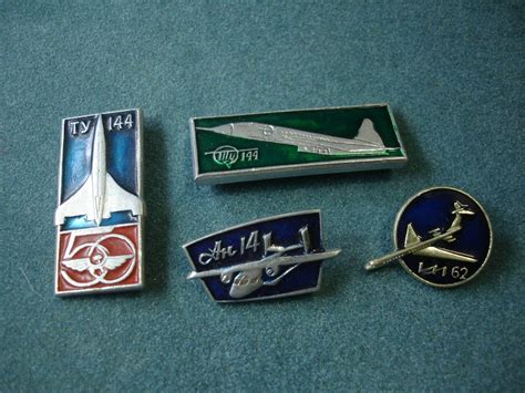 Set Of 4 Badges Pins Aviation Ussr Russian Aviationvintage Airplane