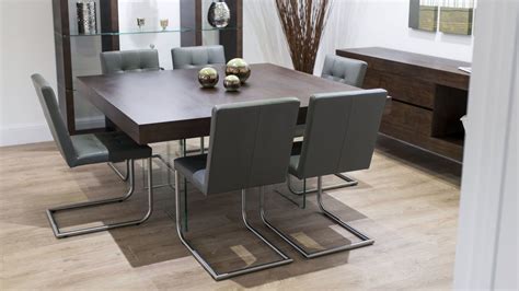 Lorraine callahan table & chairs 05. Modern Square Dark Wood Dining Set | Glass Legs | Real ...