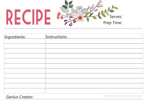 Enjoy A Free Printable Recipe Card Designed With Love Inside 4x6
