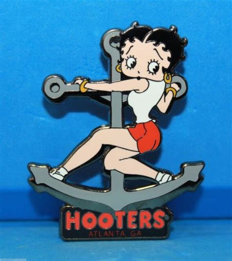 Rare Atlanta Ga Hooters Betty Boop Girl On Boat Anchor Lapel Pin Ebay