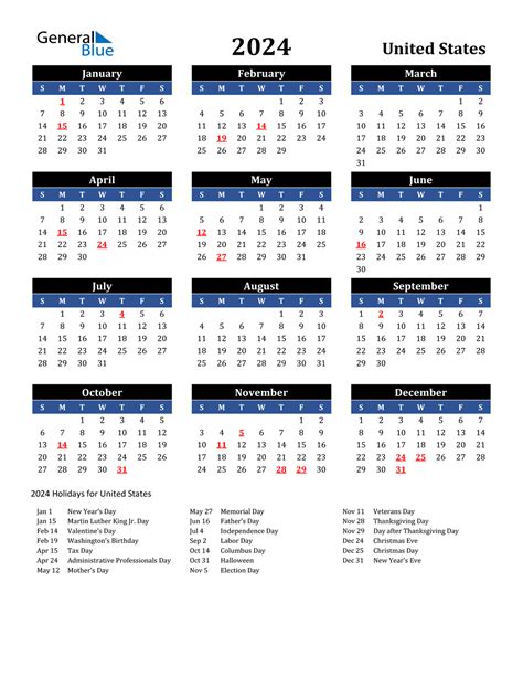 2024 Printable Calendar With Holidays Printable Blank World