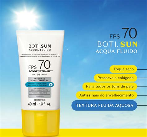 Protetor Solar Facial Antissinais Fps70 Botisun Acqua Fluido 40ml O