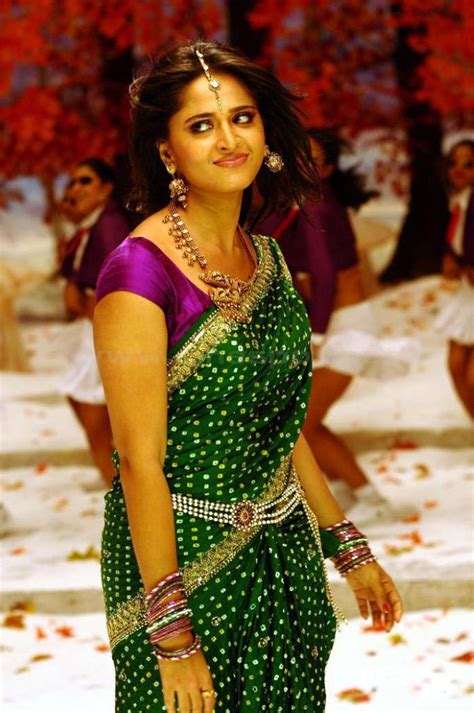Anushka Anushka Shetty In Green Saree Movie Song Stills
