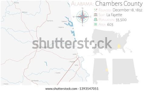 Large Detailed Map Chambers County Alabama Stock Vector Royalty Free