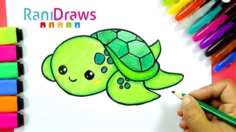 How To Draw A Sea Turtle Cómo Dibujar Una Tortuga Marina Kawaii Youtube