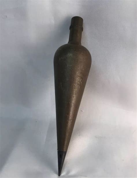 Vintage Antique 24 Ounce Brass Plumb Bob With Steel Tip Carpenter Tool