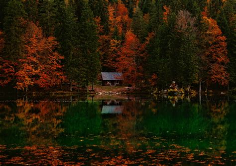 Free Images Tree Water Nature Forest Wilderness Countryside House Leaf Fall Lake
