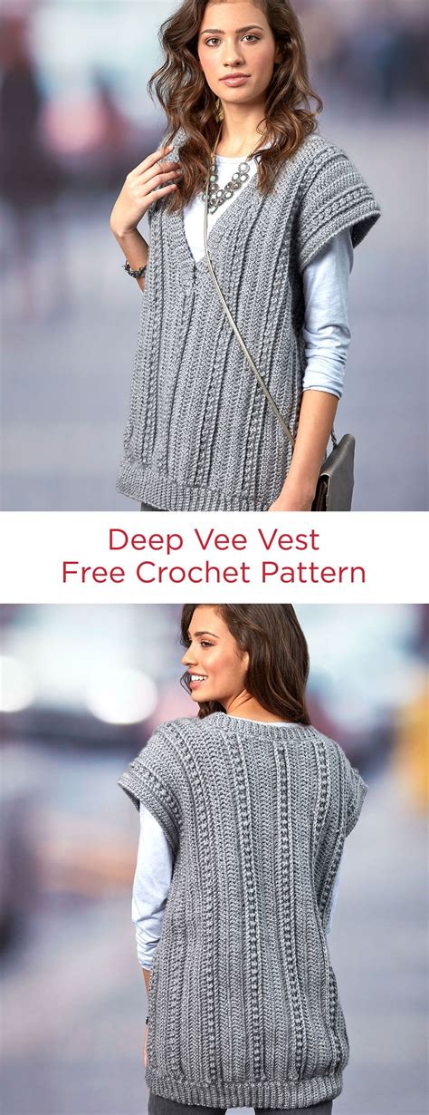 Deep Vee Vest Free Crochet Pattern In Red Heart Yarns If You Like