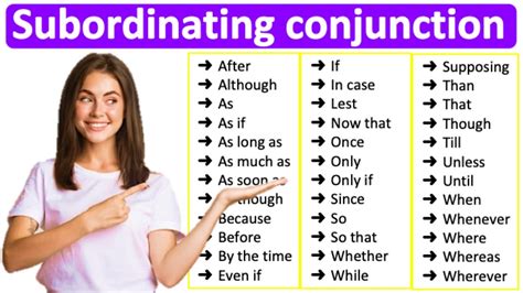 All Subordinating Conjunctions List