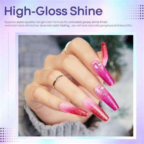 Modelones Color Changing Gel Nail Polish Set 6 Colors Pink Red Glitter