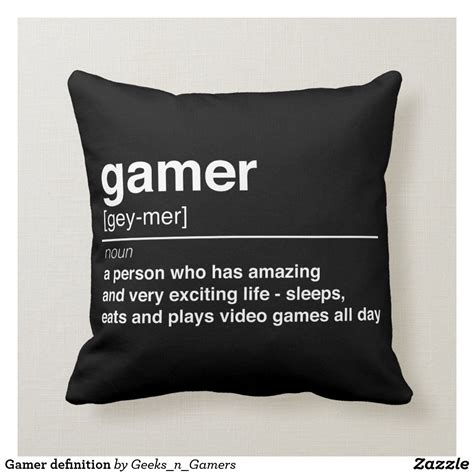 Gamer definition throw pillow | Zazzle.com | Gamer, Gamer setup, Online relationship