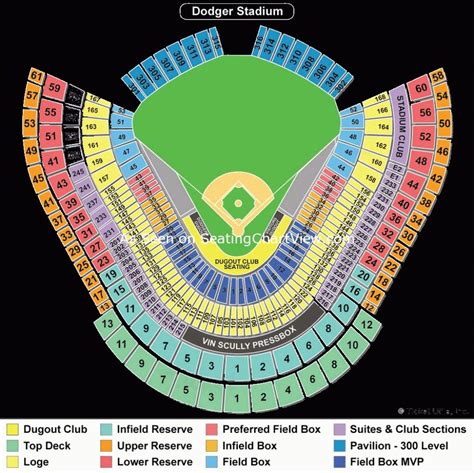Dodger Stadium Detailed Seating Chart 野球場 野球