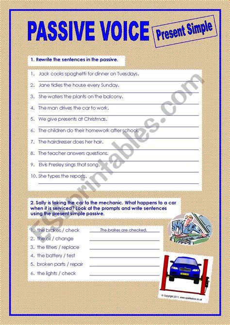 Passive Voice Cards Esl Worksheet By Natalis Esl Worksheets Sexiz Pix