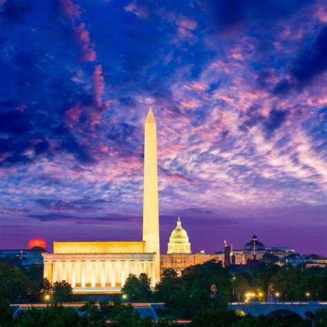 Washington Monument Capitol And Lincoln Memorial Stock Photo Image Of