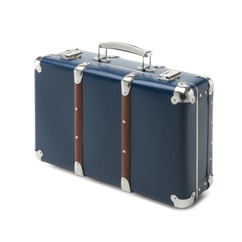 Cardboard Suitcases With Wooden Slats Blue Manufactum