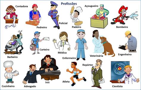We Have A Picture With Different Professions In Portuguese Portugais