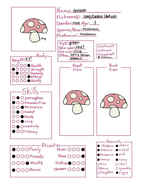 Shroom Oc Character Sheet Notability Gallery