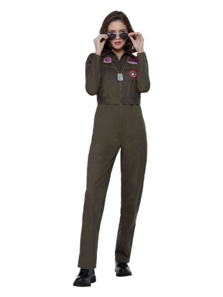 Ladies Top Gun Fancy Dress Aviator Costume