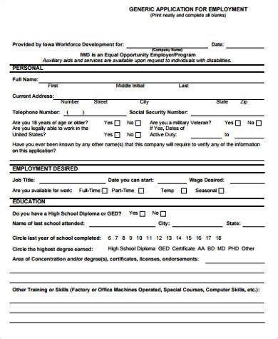 free 8 printable employment application samples in ms word pdf