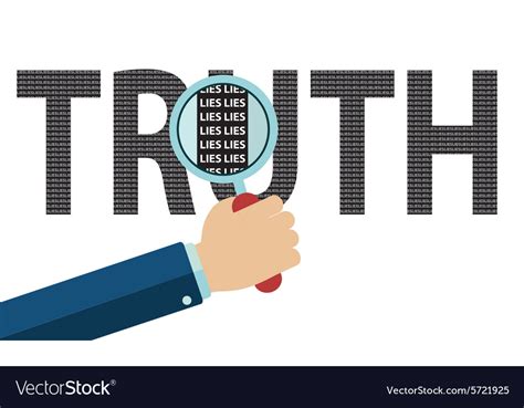 Truth Made Of Lies Hand With Magnifying Glass Vector Image