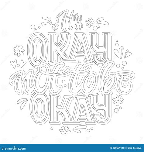 Stop Depression Typography Coloring Page For Adults It`s Okay Not To