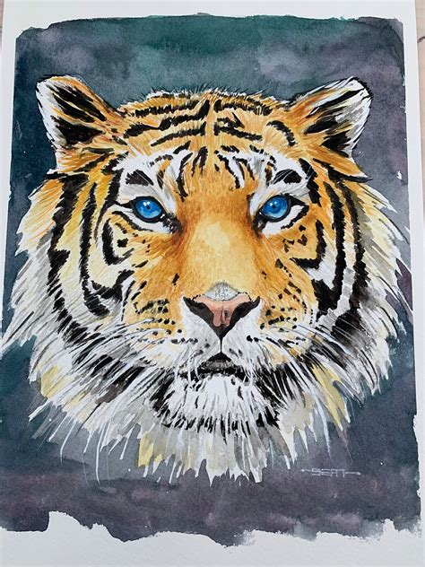 Tiger Painting In Watercolour 12x9 Can Also Commission To Etsy