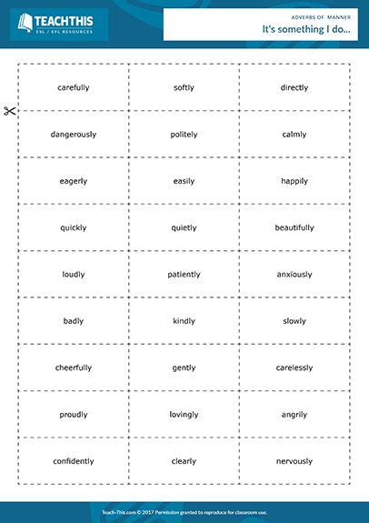 adverbs  manner grammar activities worksheets adverbs parts