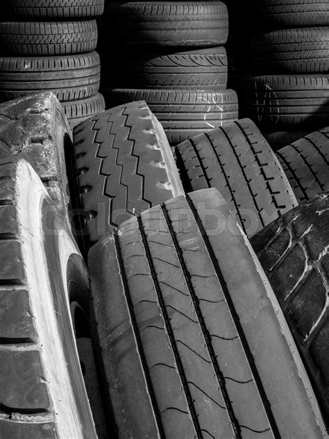 Stacks Of Old Used Tires Stock Image Colourbox