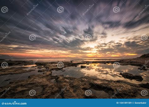 Reflectionsmagnificent Long Exposure Sea Sunset Landscape Stock Image