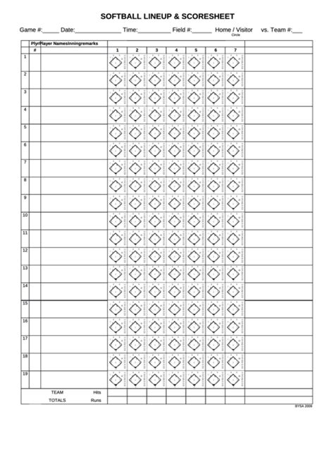 Top 9 Softball Score Sheets Free To Download In Pdf Format