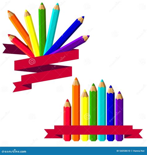 Color Pencil With Banner Ribbon Stock Vector Illustration Of Vector