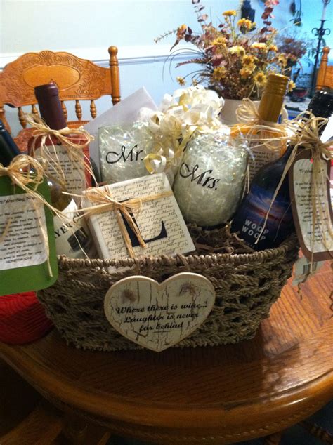 Wine Basket As Bridal Shower Gift Each Wine Represents A First For The