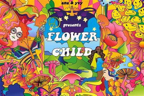 Psychedelic 70s Flower Hippie Texture Illustrations Creative Market