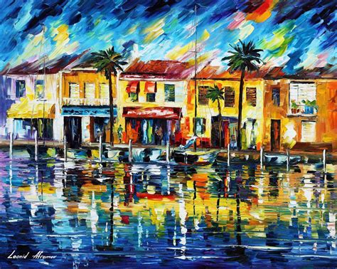 TROPICAL NIGHT — PALETTE KNIFE Oil Painting On Canvas By Leonid Afremov ...
