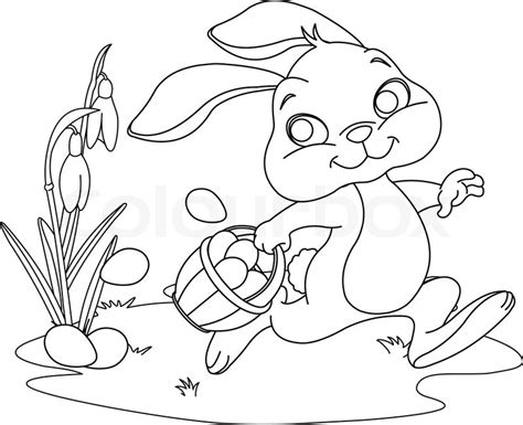 This cute vintage easter coloring page was submitted by a kind reader named sandy. Cute Easter Bunny Hiding Eggs. Coloring page | Stock ...