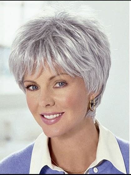 Short Curly Grey Hair Wigs With Bangs
