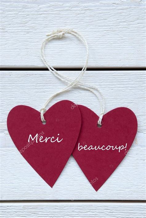 Étiquette Two Hearts Avec Remerciements Français Beaucoup Signifie