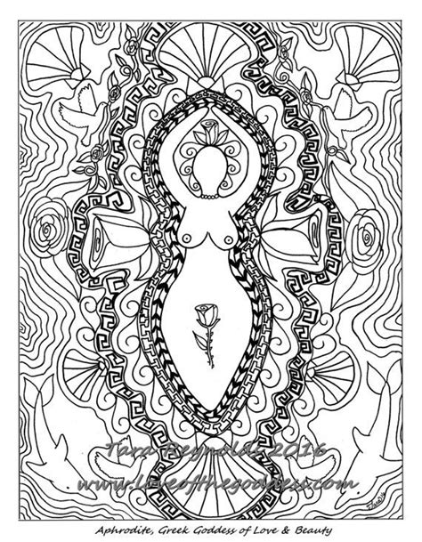 Goddess Art Goddess Aphrodite Mandala Art Coloring Page Pagan Etsy