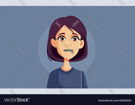 Silenced Woman In Freedom Of Speech Concept Vector Image