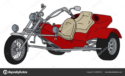 Dibujo Mano Triciclo Rojo Motor Pesado Vector Gráfico Vectorial © 2v