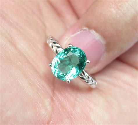355 Ct Natural London Blue Green Topaz Ring Sterling Silver Etsy