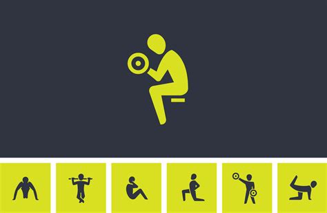 Set Fitness Exercise Icons Vector Design Fitness Icon Fitness Brand