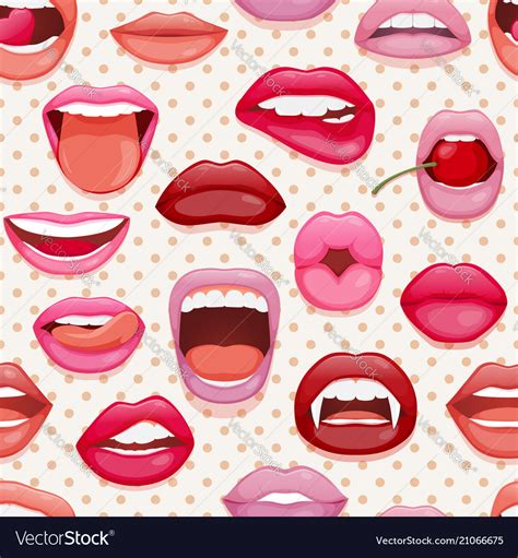 Seamless Pattern With Womans Lips Glossy Smiling Vector Image