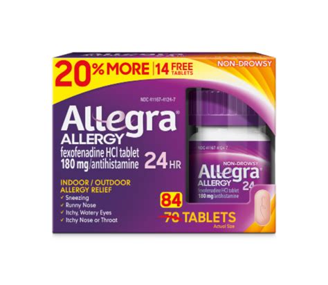 Allegra Adult 24 Hour Allergy Tablets 84 Ct Kroger