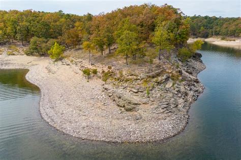Aerial View Of Landscape Of The Rocky Coast Of Broken Bow Lake