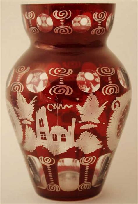 Czech Bohemian Egermann Crystal Glass Ruby Red Vase